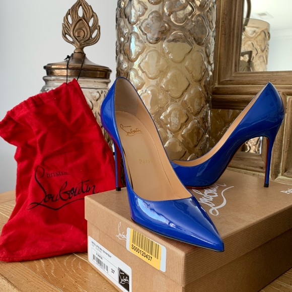Christian Louboutin Shoes - Christian Louboutin Blue Patent Leather Pointed-Toe Pumps